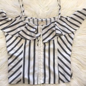 White with black stripes top, never worn